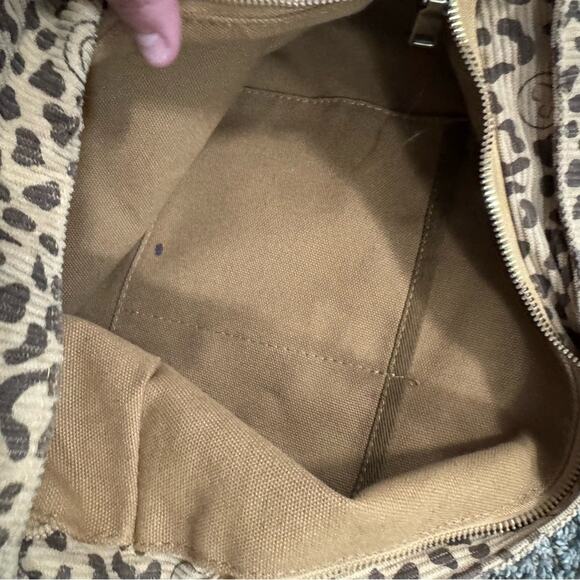 Leopard Print Ribbed Boho Purse Bag w/ Multicolor Straps & Smiley Faces - Picture 9 of 13